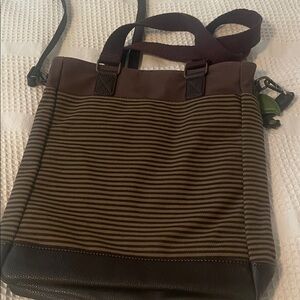 Chala Striped Owl Tote in Brown and Green